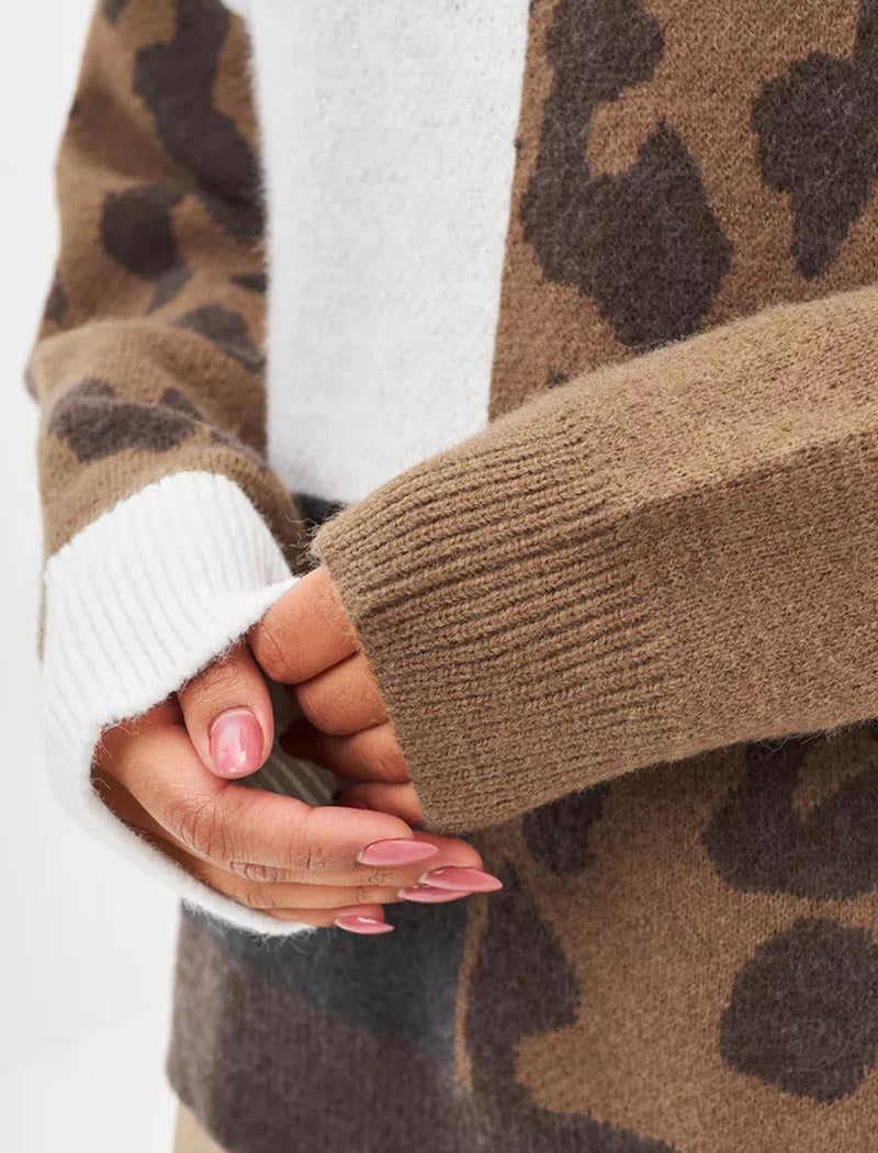 Leopard Print Colorblock Sweater