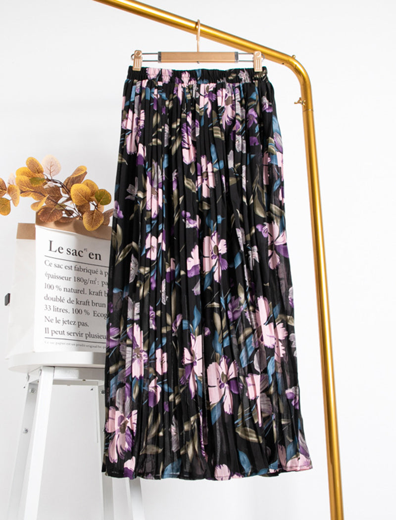 Floral A-Line Mid-Length Skirt