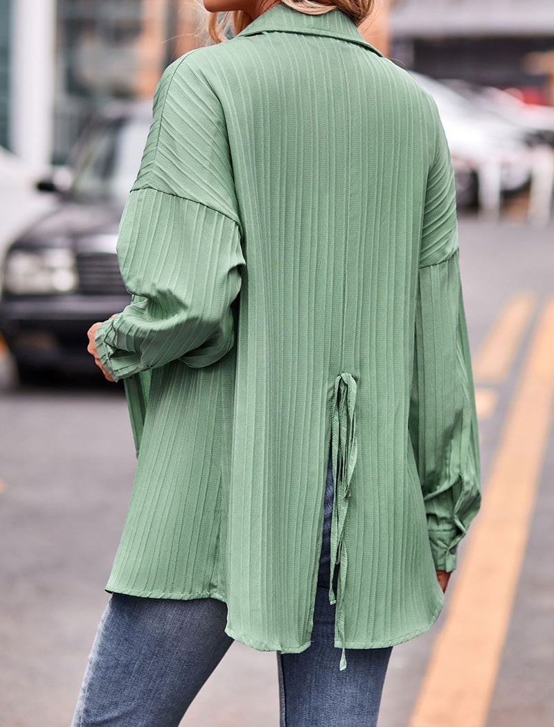 Pleated Button-Down Blouse for Versatile Styling