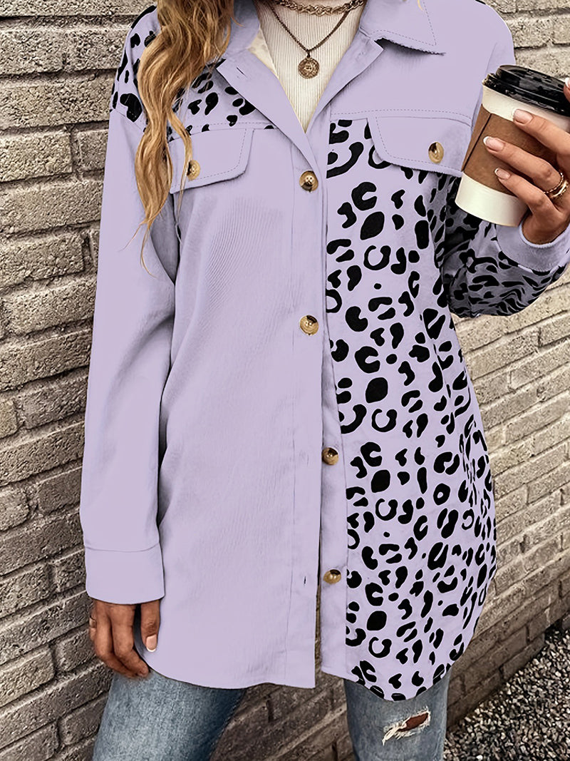 Leopard Print Patchwork Coat