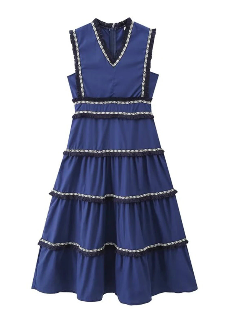 Tiered V-Neck Maxi Dress