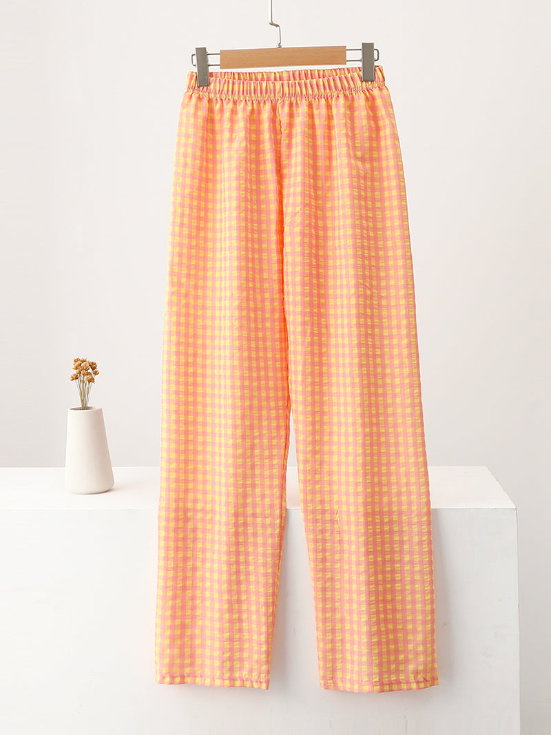 Checkered Wide-Leg Pants
