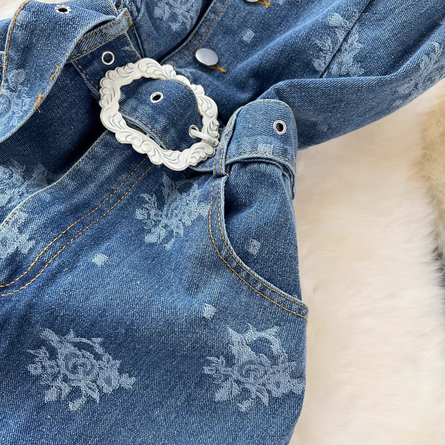 Floral Halter Denim Jumpsuit