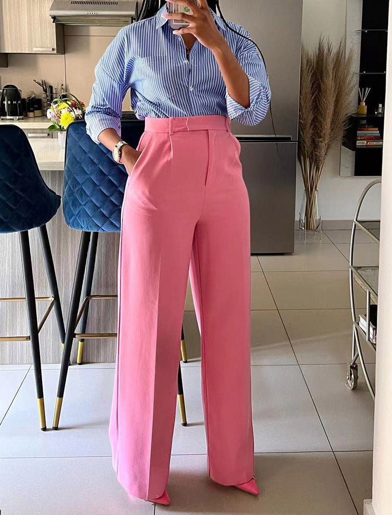 High-Waist Straight-Leg Pants