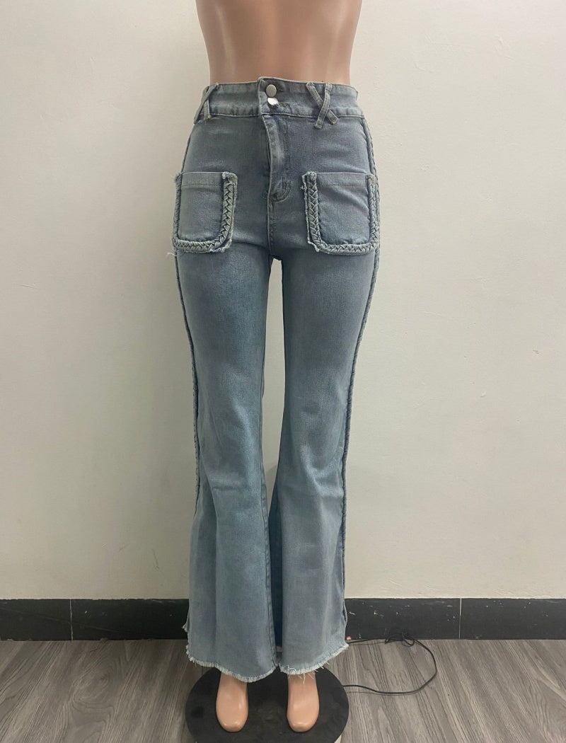 Distressed Flared Denim Pants