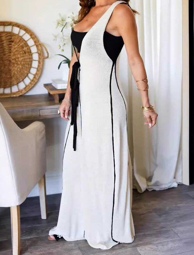 Tie-Front Sleeveless Maxi Dress