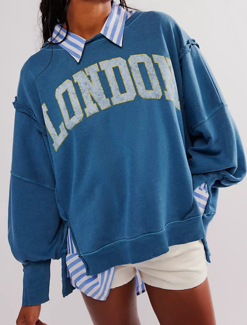 Drop-Shoulder Graphic Crewneck Top