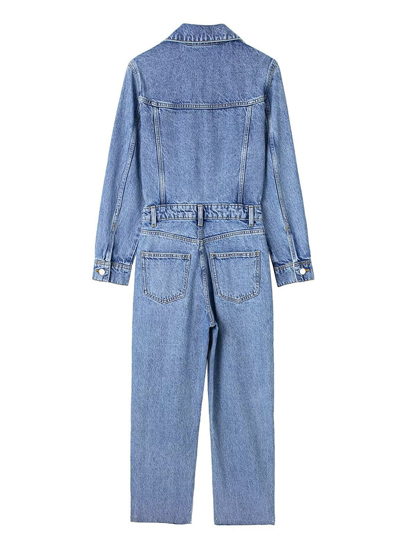 Buttoned Denim Jumpsuit
