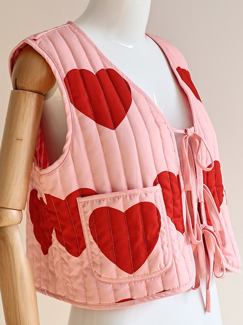 Heart Graphic Quilted Vest