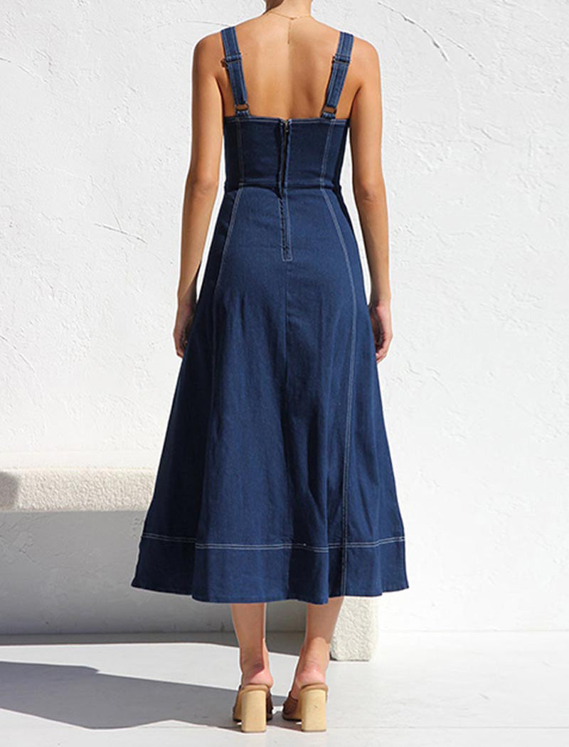 Button-Up Sleeveless Midi Dress