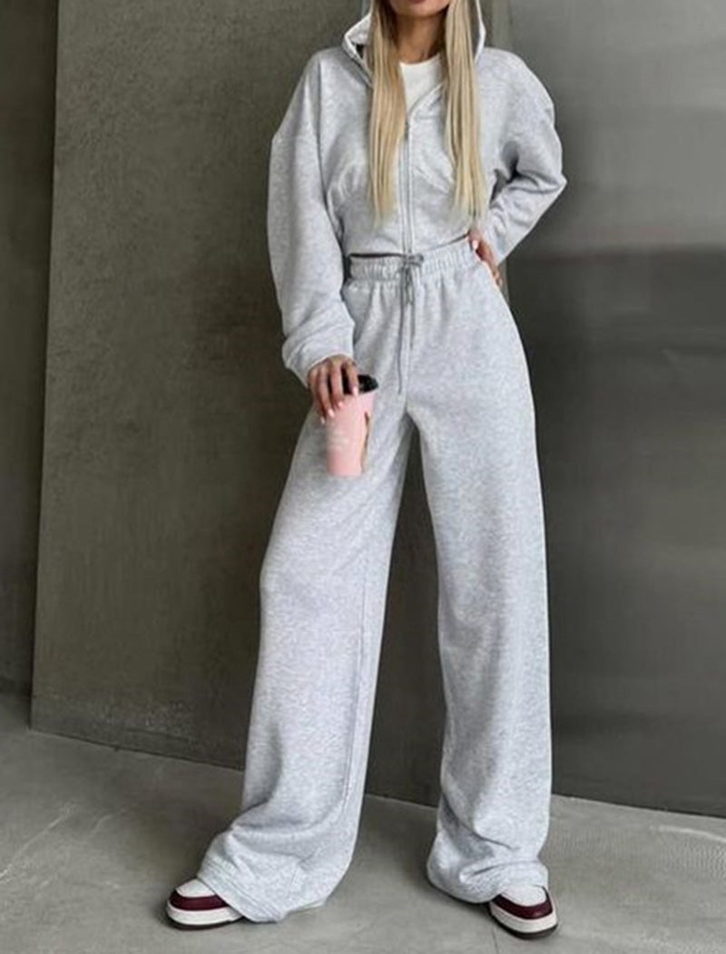 Cropped Zip-Up Hoodie and Joggers Set