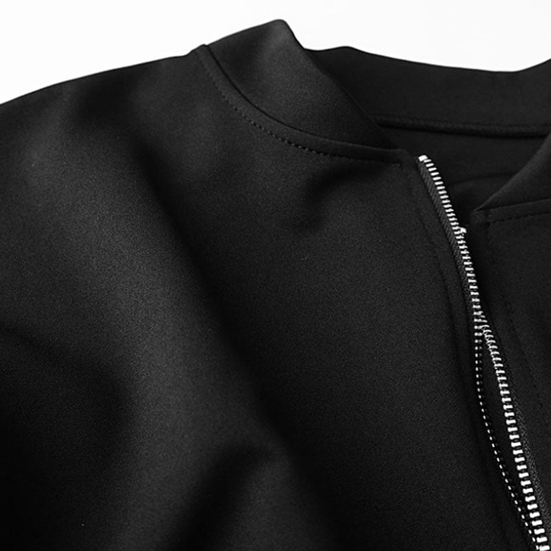 Patchwork Puff-Sleeve Bomber Jacket