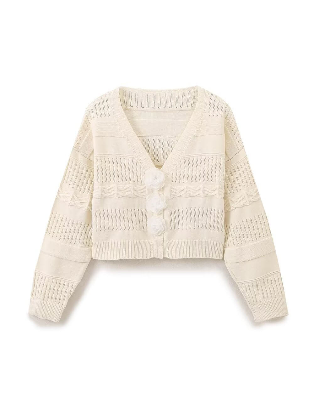 Floral Cropped Knit Cardigan