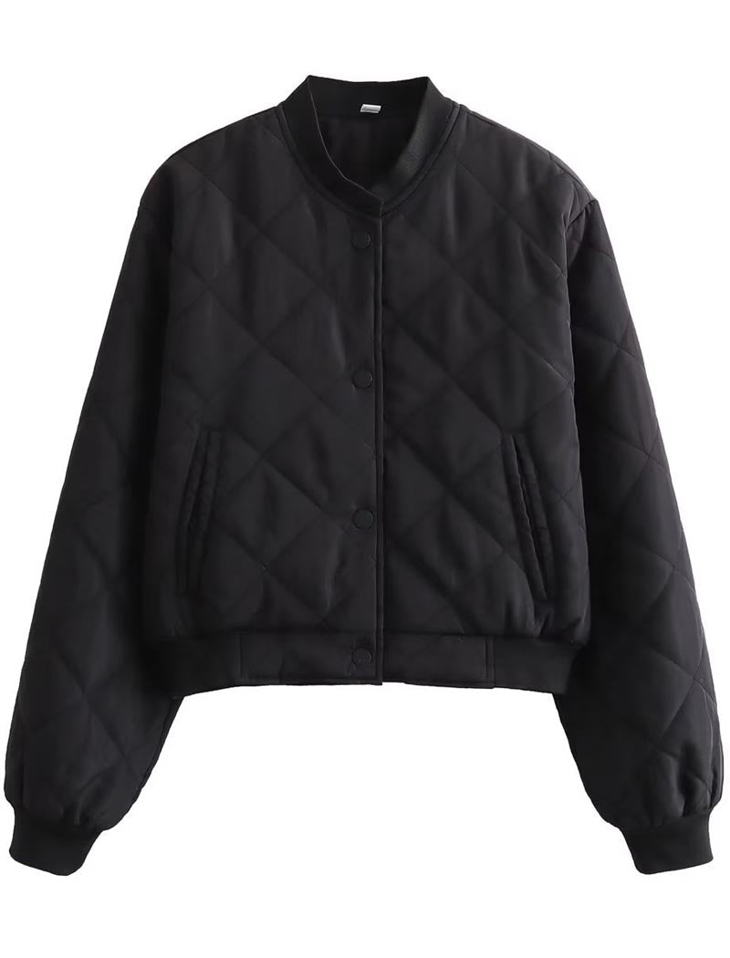 Quilted Cropped Bomber Jacket