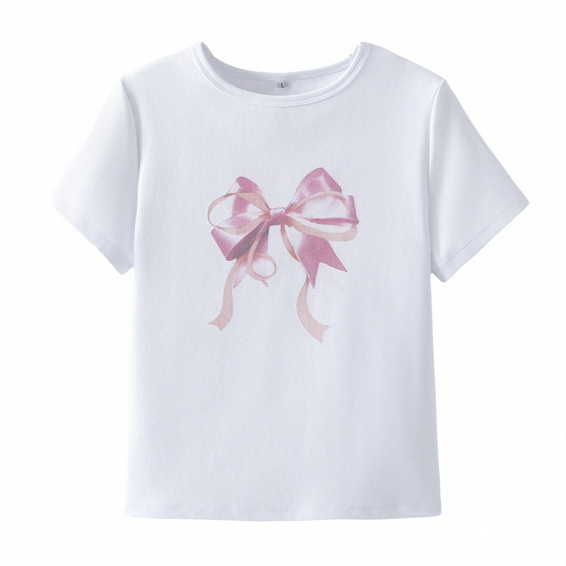Bow Embellished Graphic Tee