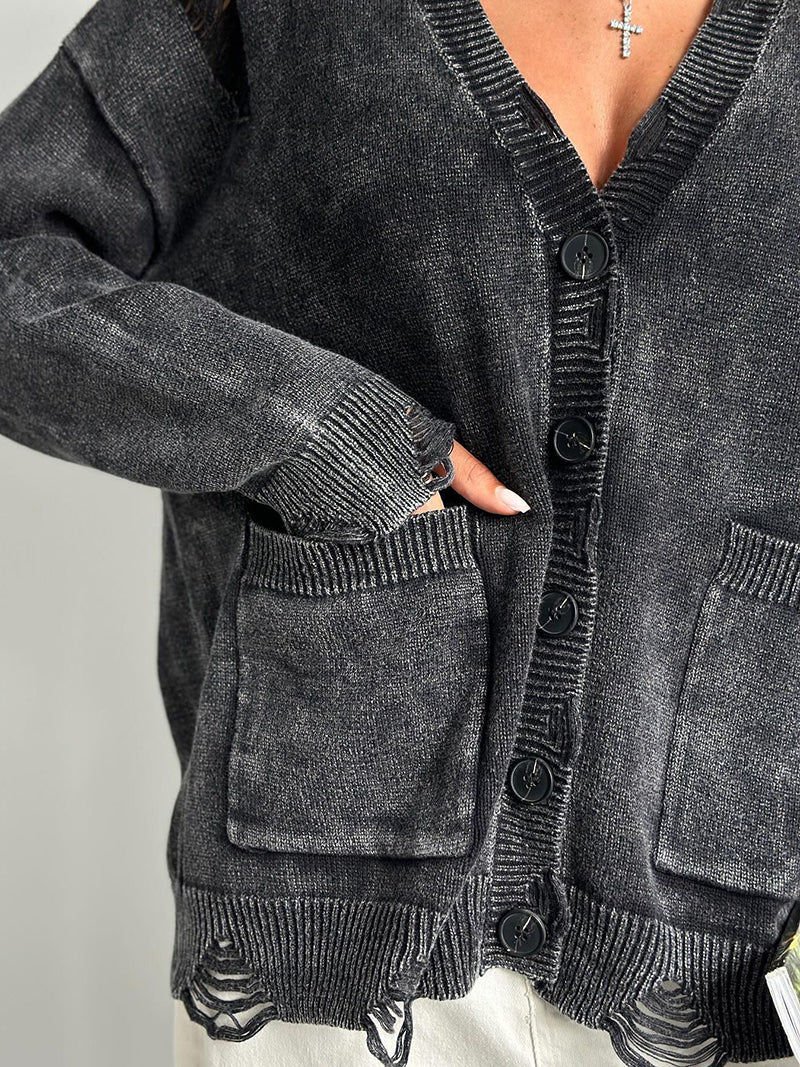 Distressed Pocket Cardigan