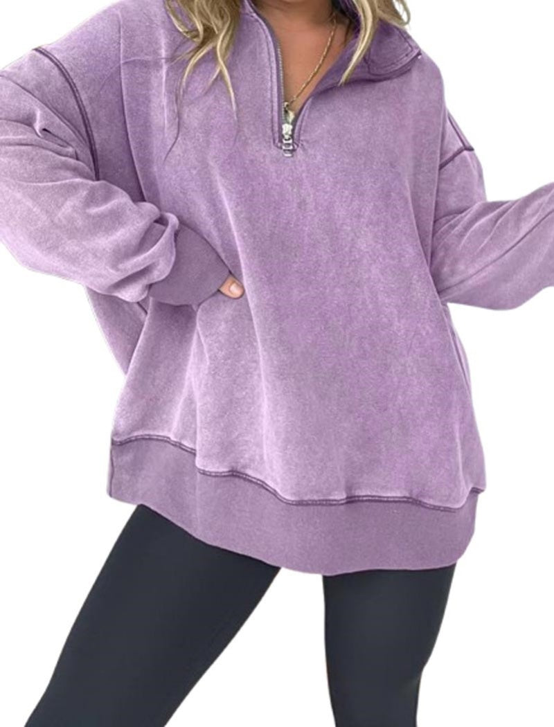 Relaxed Fit Half-Zip Top