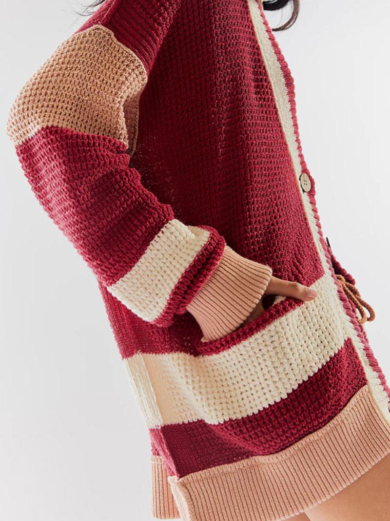 Striped Button-Up Cardigan