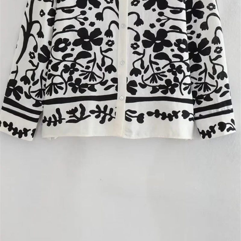 Floral Print Two-Piece Button-Up Set