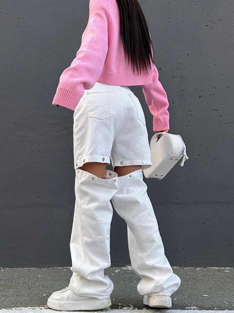 Detachable Wide-Leg Jeans