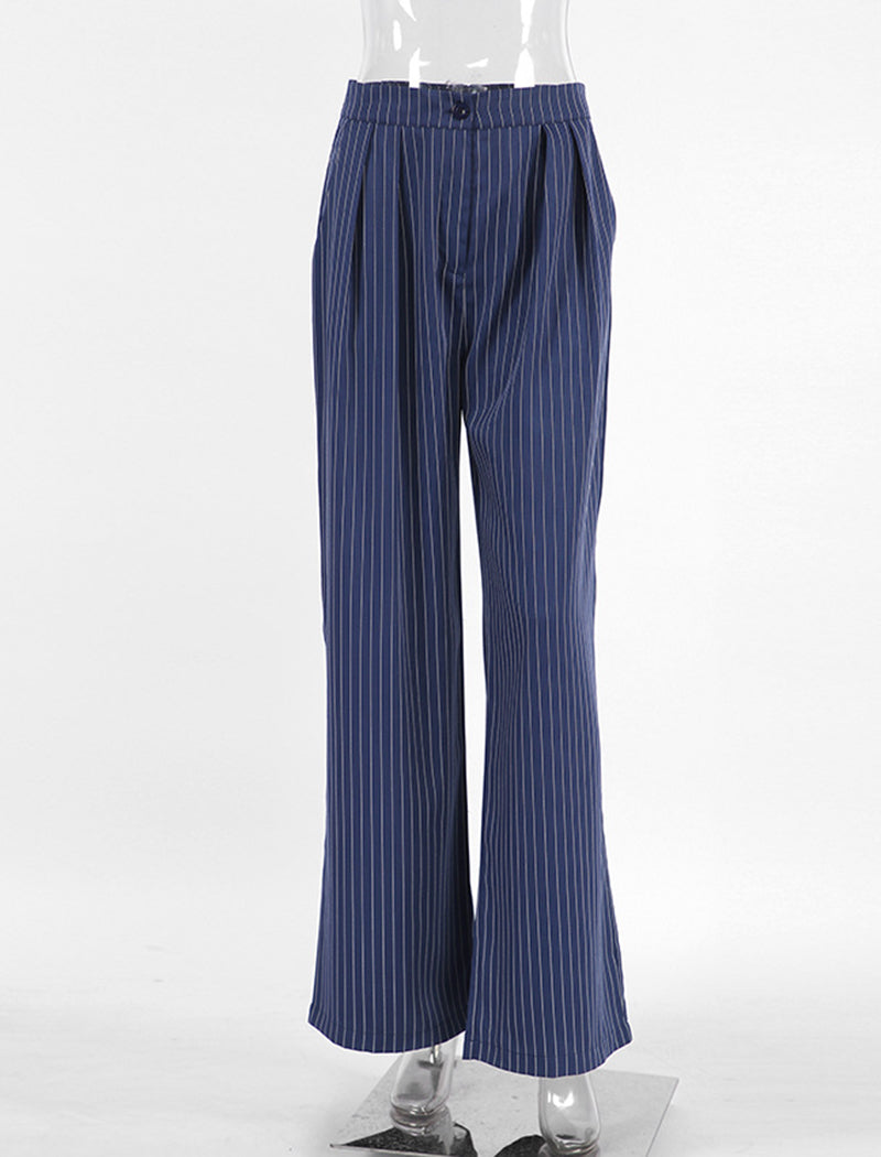 Pinstripe Wide-Leg Trousers