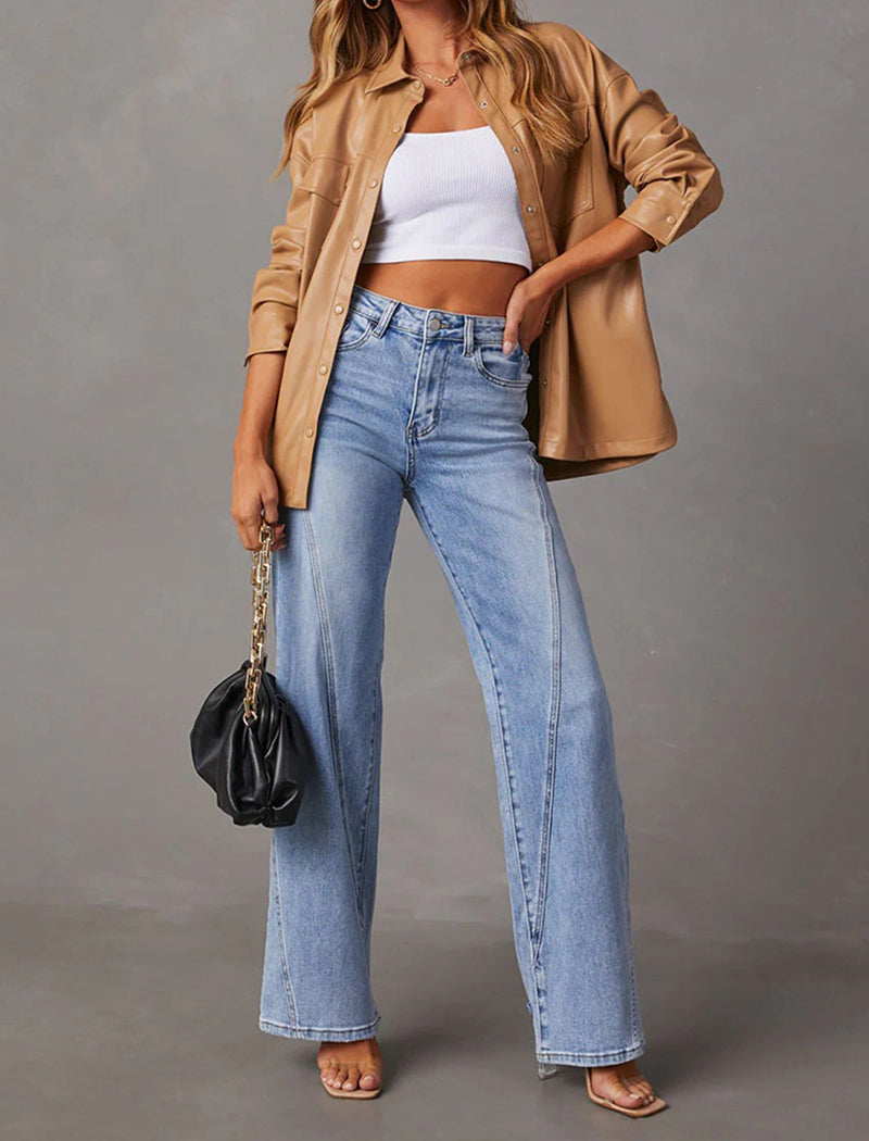 High-Rise Wide-Leg Denim Jeans