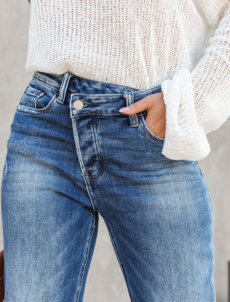Casual Washed Straight-leg Denim Pants