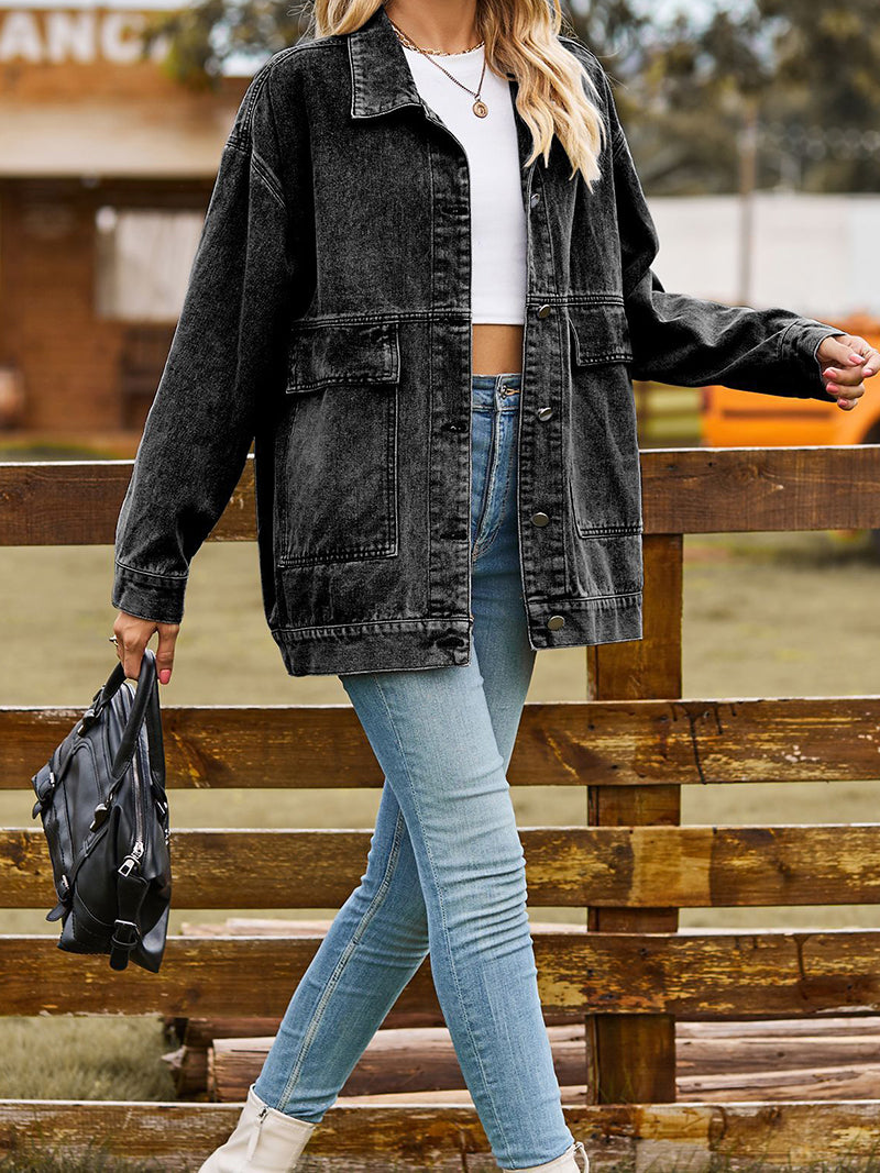Oversized Button-Up Denim Jacket