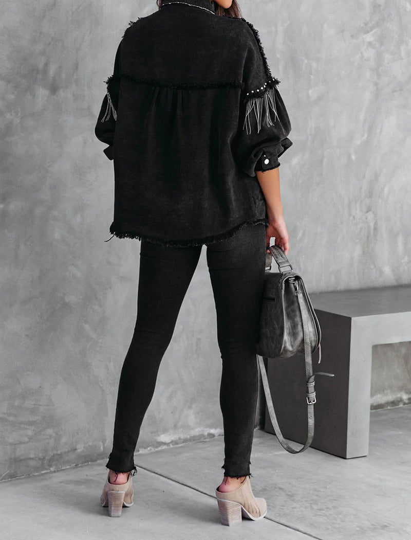 Fringed Frayed Denim Jacket