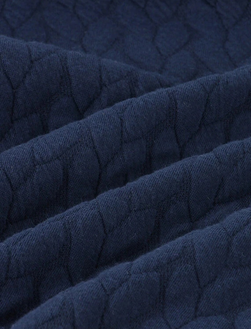 Quilted Hooded Long Jacket with Printed Lining