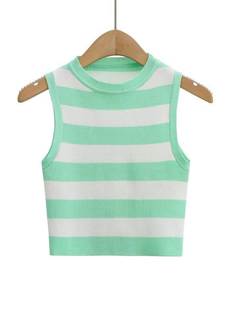 Striped Ribbed Knit Tank Top
