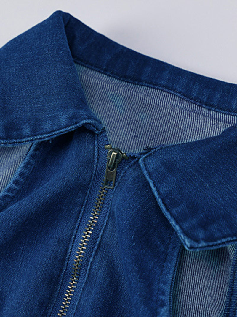 V-Neck Denim Jumpsuit