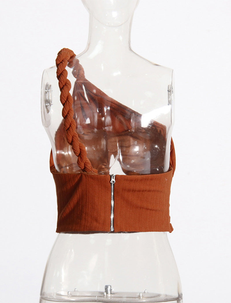 One-Shoulder Braided Maxi Dress