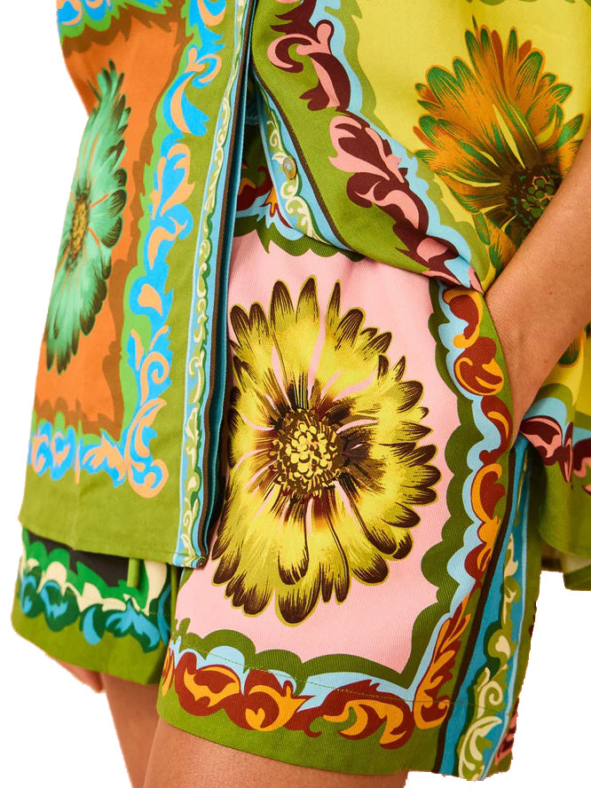 Floral Print Button-Up Shirt and Shorts Set