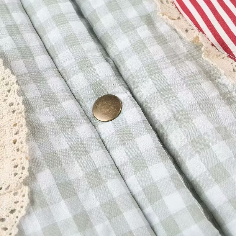 Gingham Jacket with Heart Patch Details