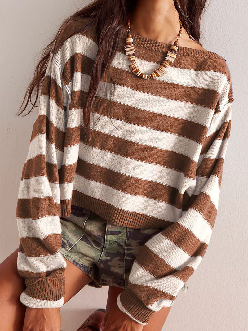 Striped Knit Cropped Sweater