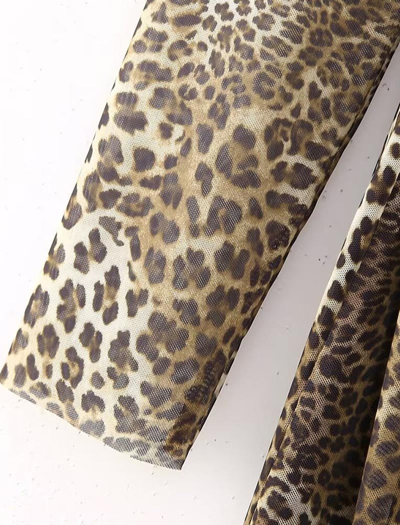 Long-Sleeve Leopard Print Bodycon Dress