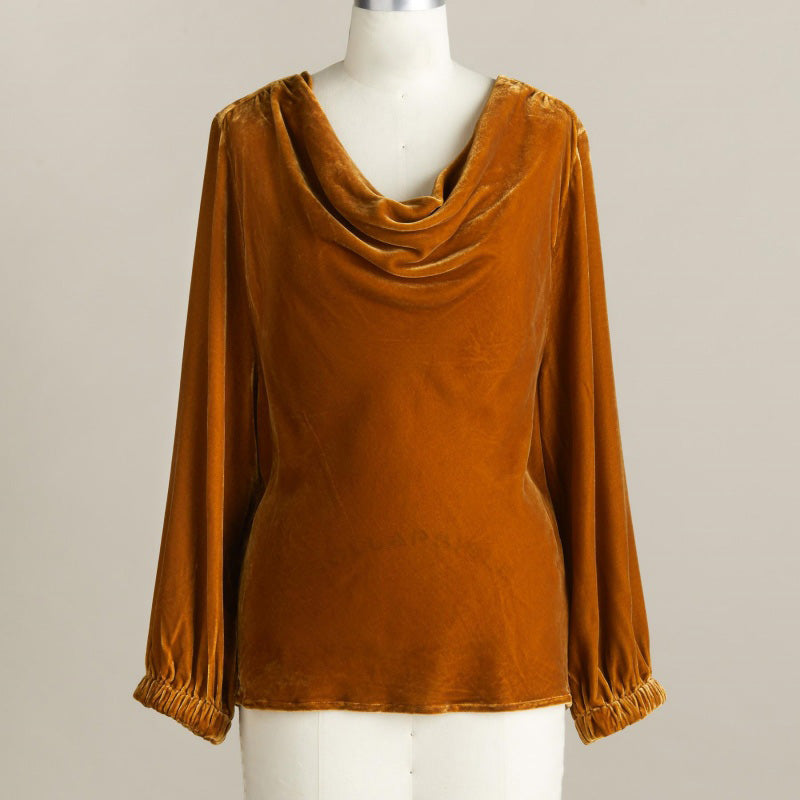 Draped Neck 3/4 Sleeve Blouse