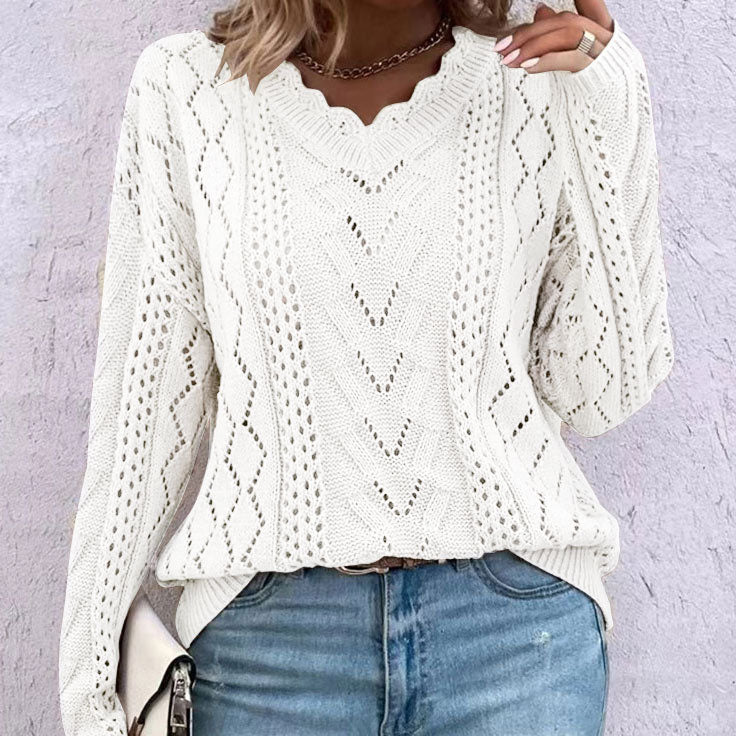 Scalloped Cable Knit Sweater