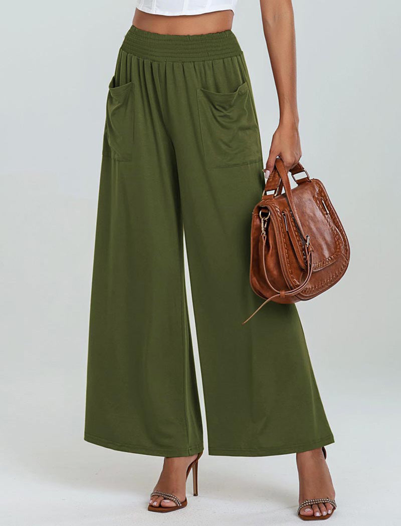 High-Rise Wide-Leg Pockets Pants