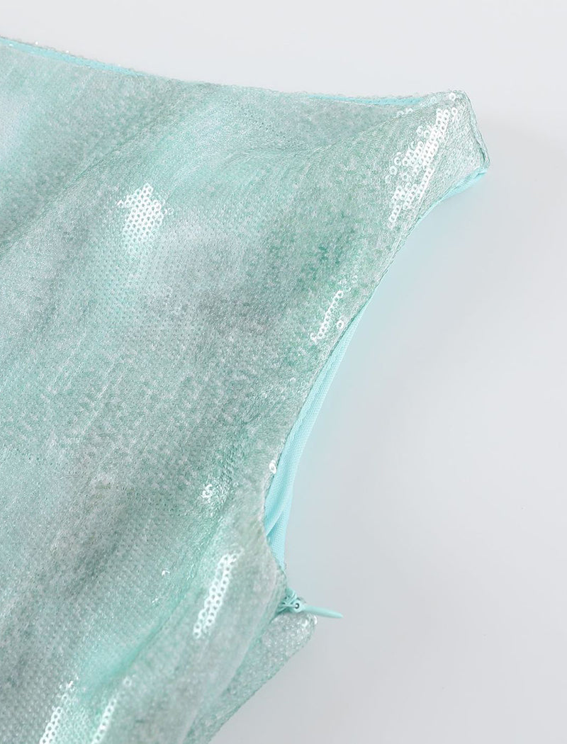 Asymmetrical Sequin Mini Dress