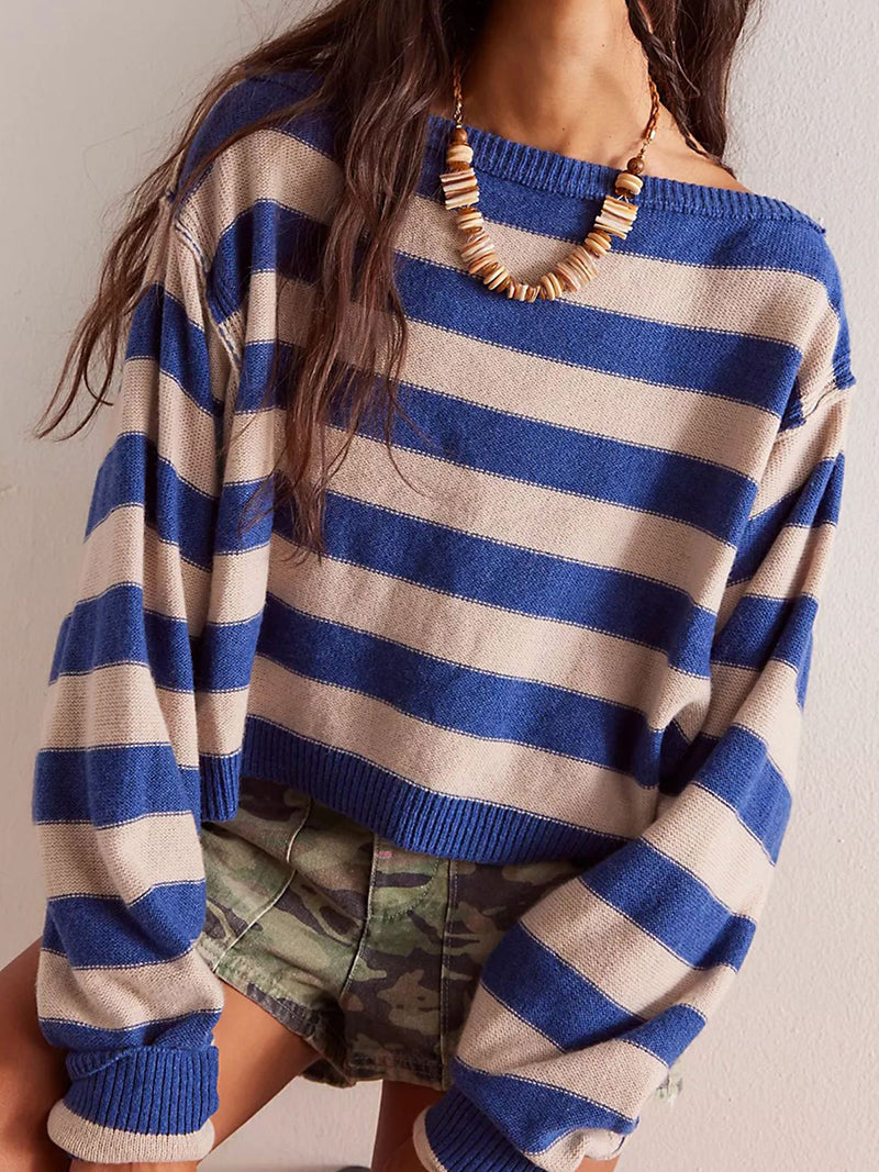Striped Knit Cropped Sweater