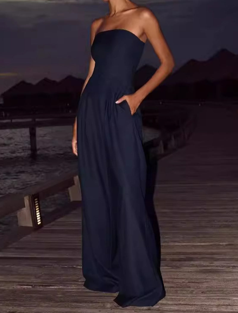 Slim-fit Wrap-style Solid Jumpsuit