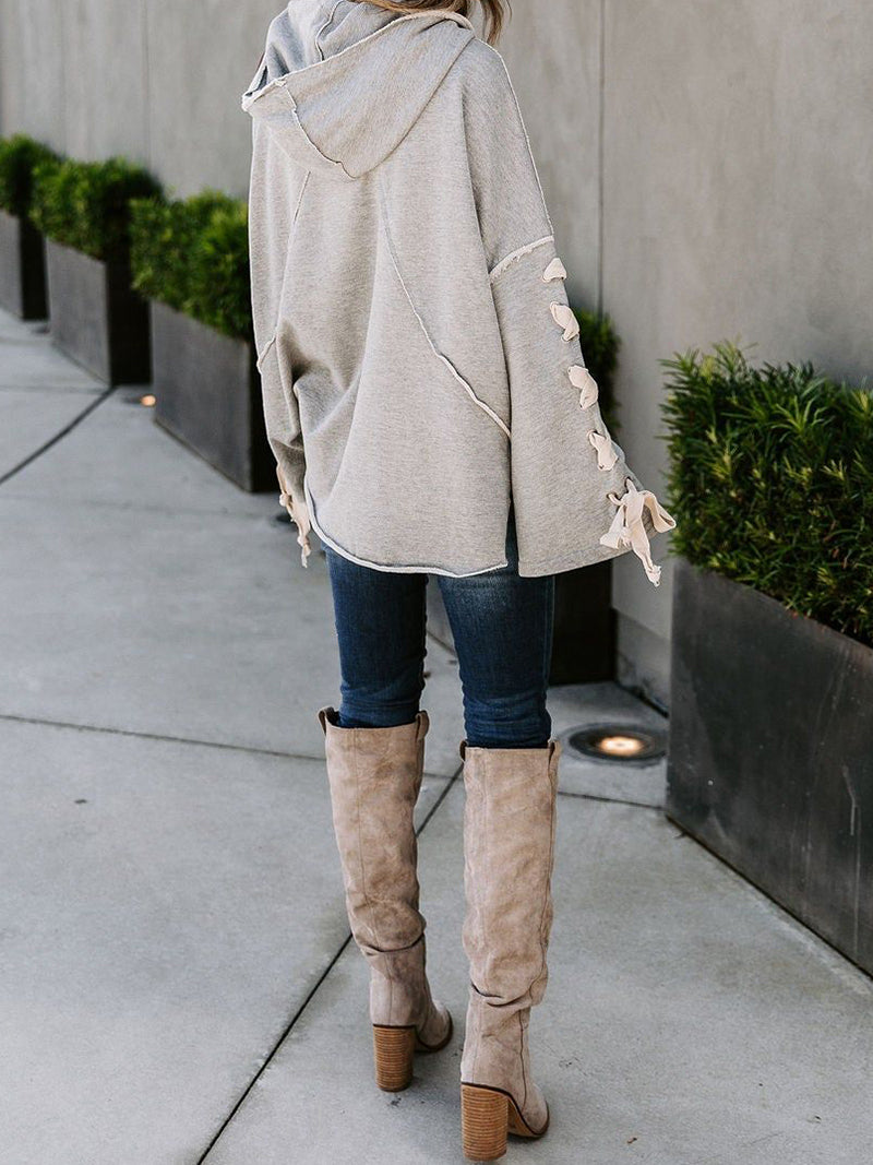 Oversized Hooded Long-Sleeve Pullover