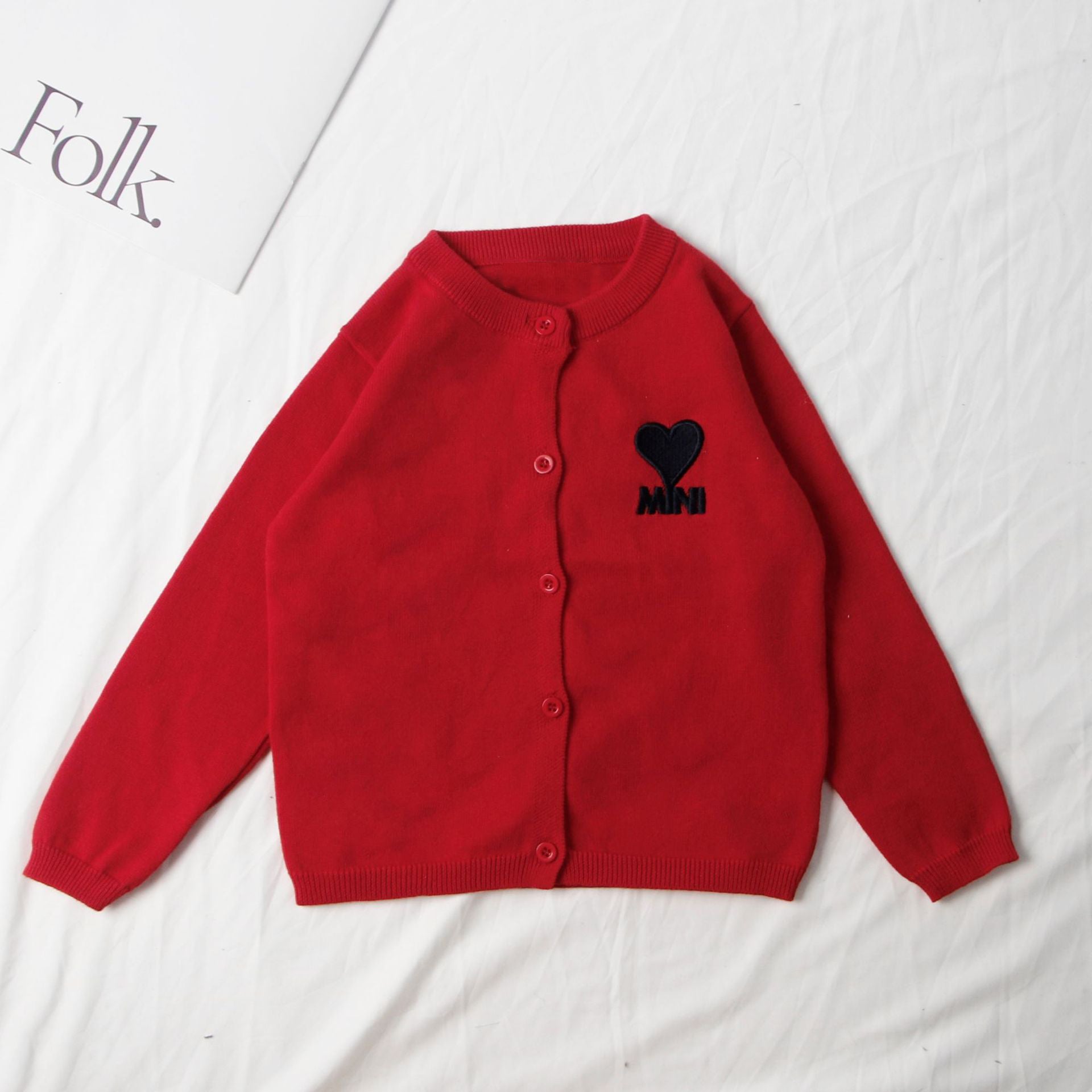 Heart Graphic Button-Up Cardigan (Kids)