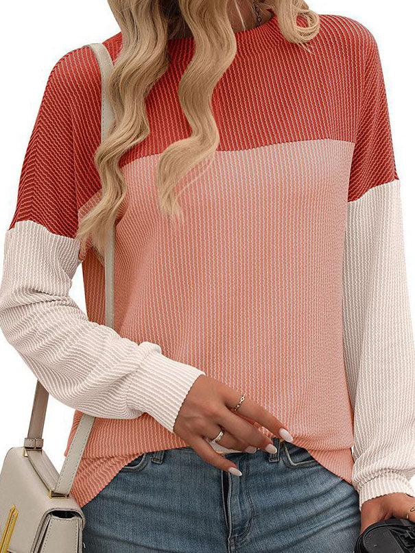 Ribbed Knit Colorblock Pullover
