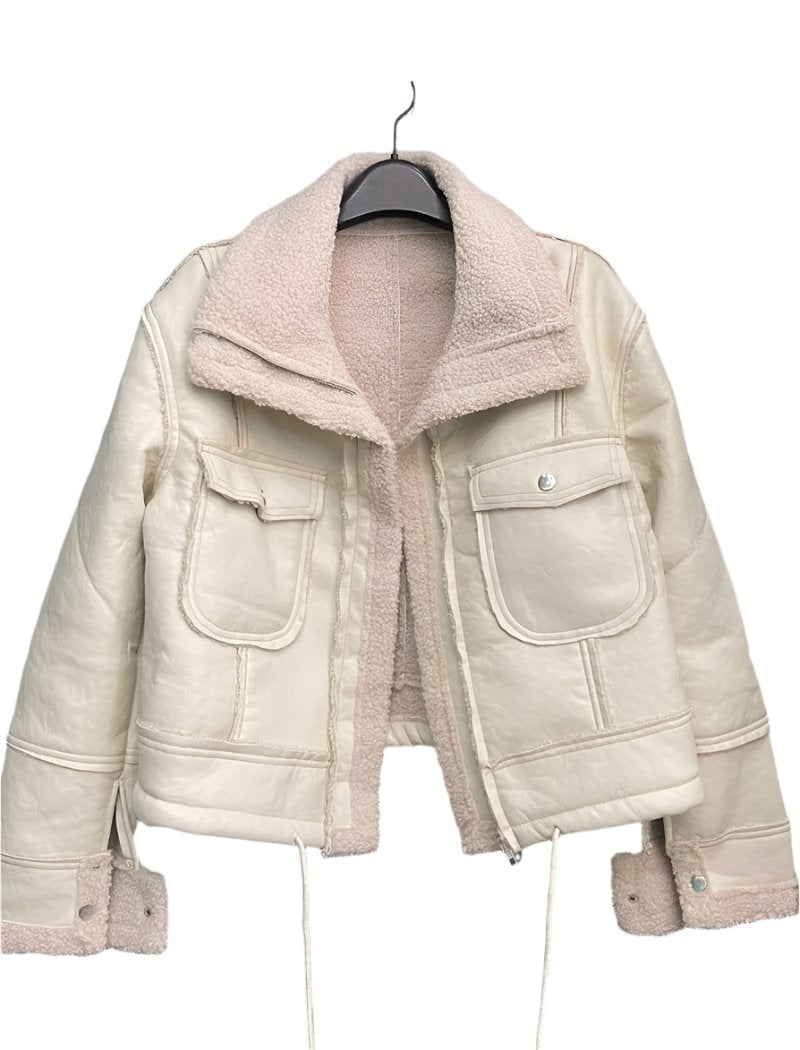 Cropped Faux Leather Jacket