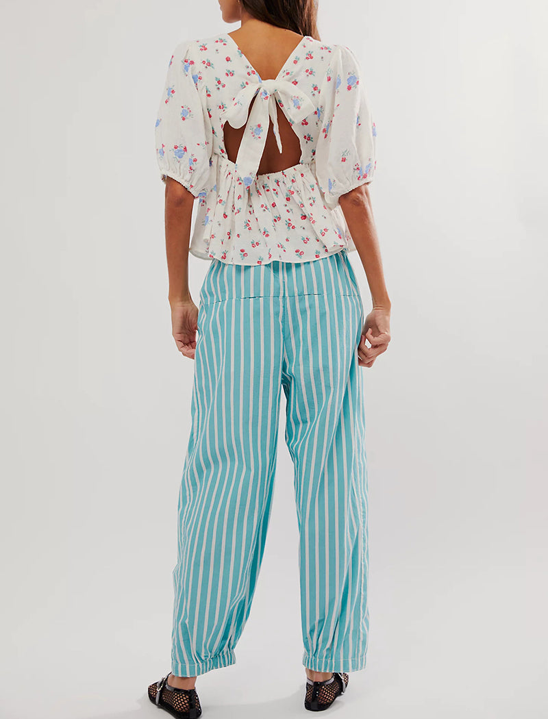 Relaxed Striped Wide-Leg Pants