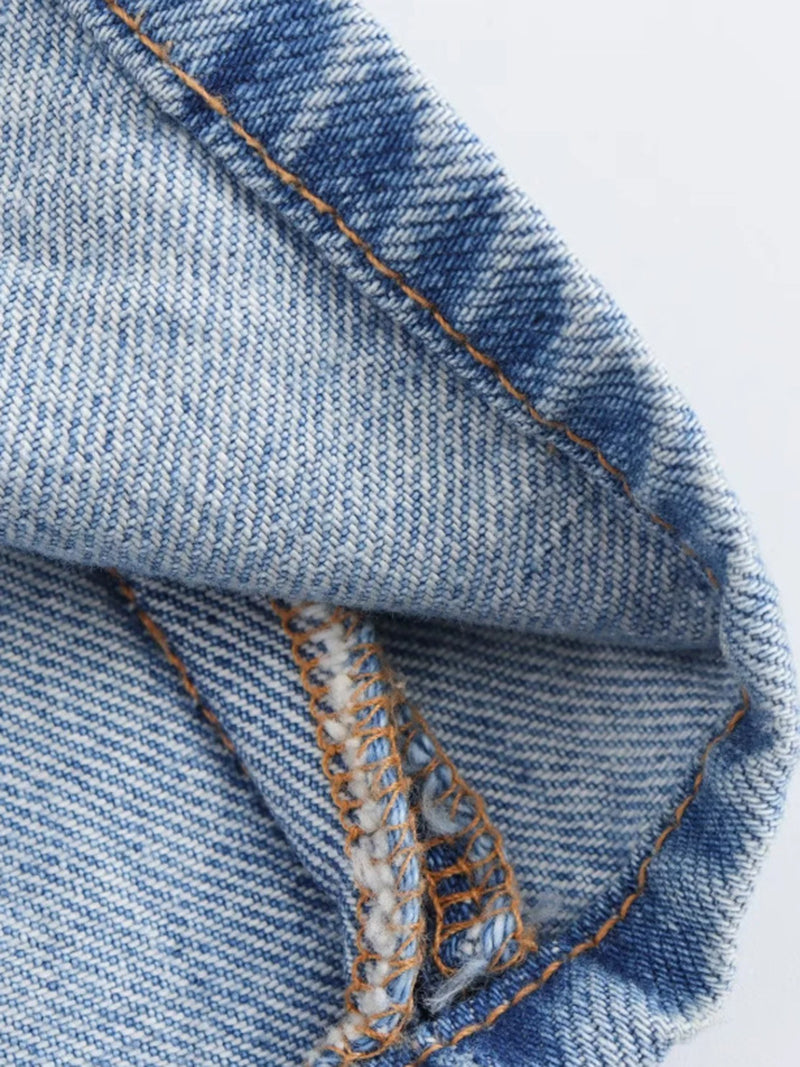 Denim Open-Back Strappy Romper