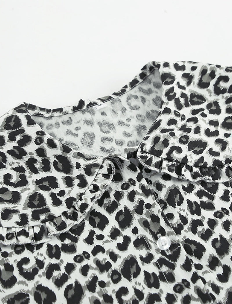 Cropped Leopard Print Blouse